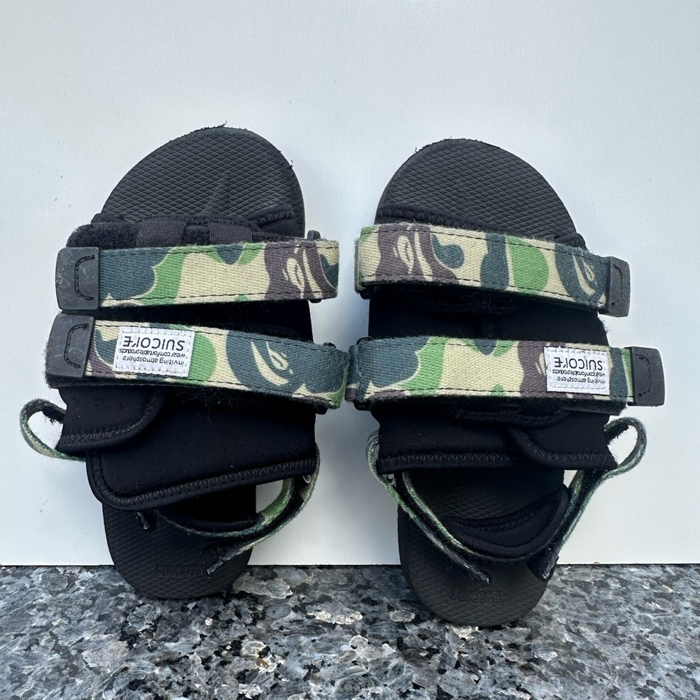 Toddler Kids A BATHING APE BAPE Suicoke Size K13 Slides Sandals Black camo